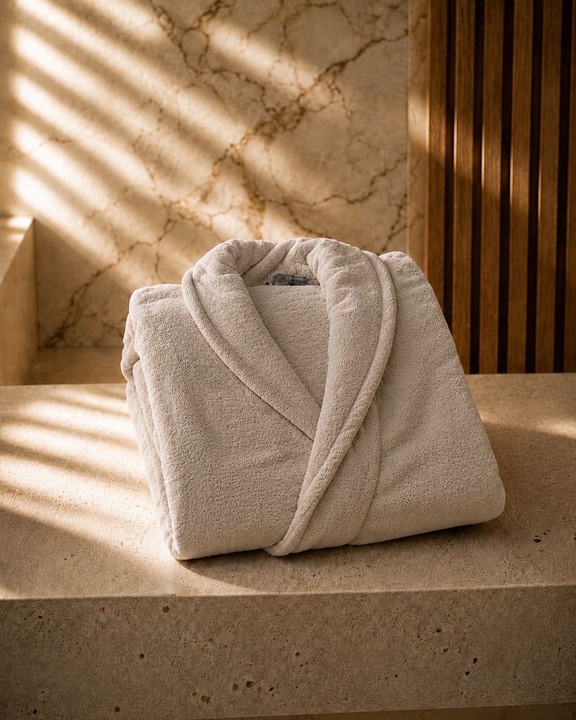Ivory Textured Bathrobe